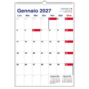 Calendario 2027 con 12 mesi a caselle tabellare mensile