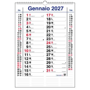 Calendario 2027 da muro olandese classico con santi e lune