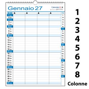 Calendario 2027 famiglia family lavoro da 1 a 8 colonne da muro 12 mesi