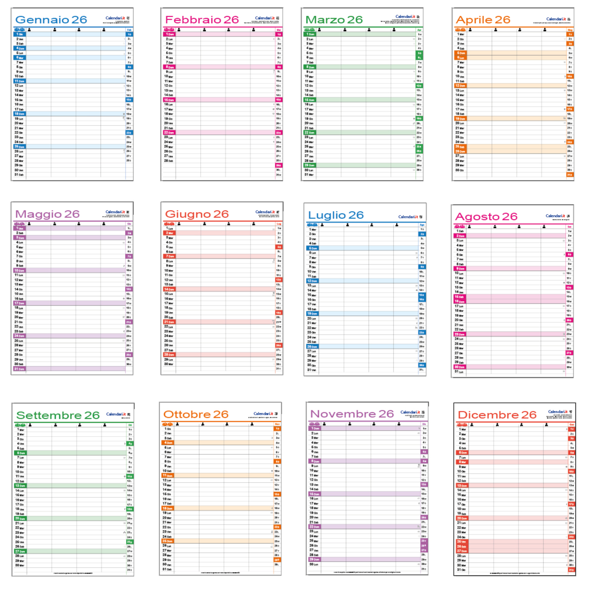 Calendario 2027 famiglia family lavoro da 1 a 8 colonne da muro 12 mesi - immagine 4
