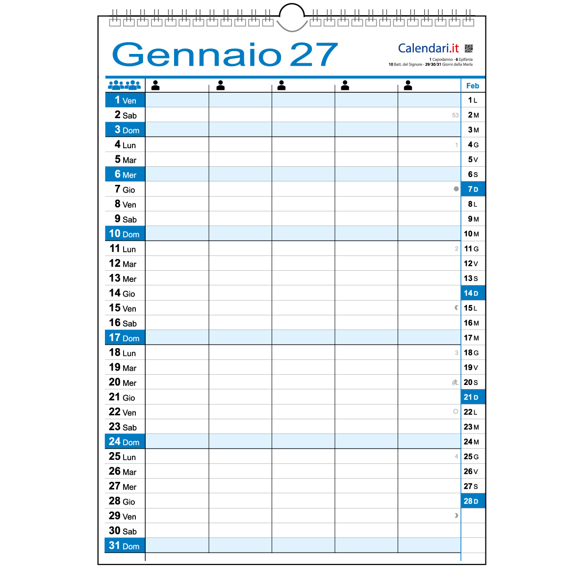 Calendario 2027 famiglia family lavoro da 1 a 8 colonne da muro 12 mesi - immagine 8