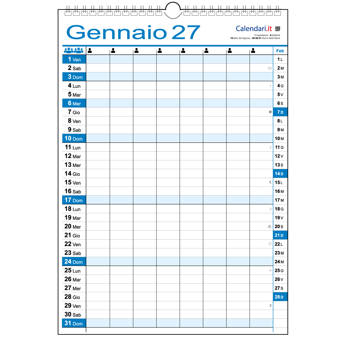 Calendario 2027 famiglia family lavoro da 1 a 8 colonne da muro 12 mesi - immagine 10