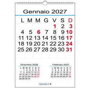 Calendario 2027 con 12 mesi numeri grandi