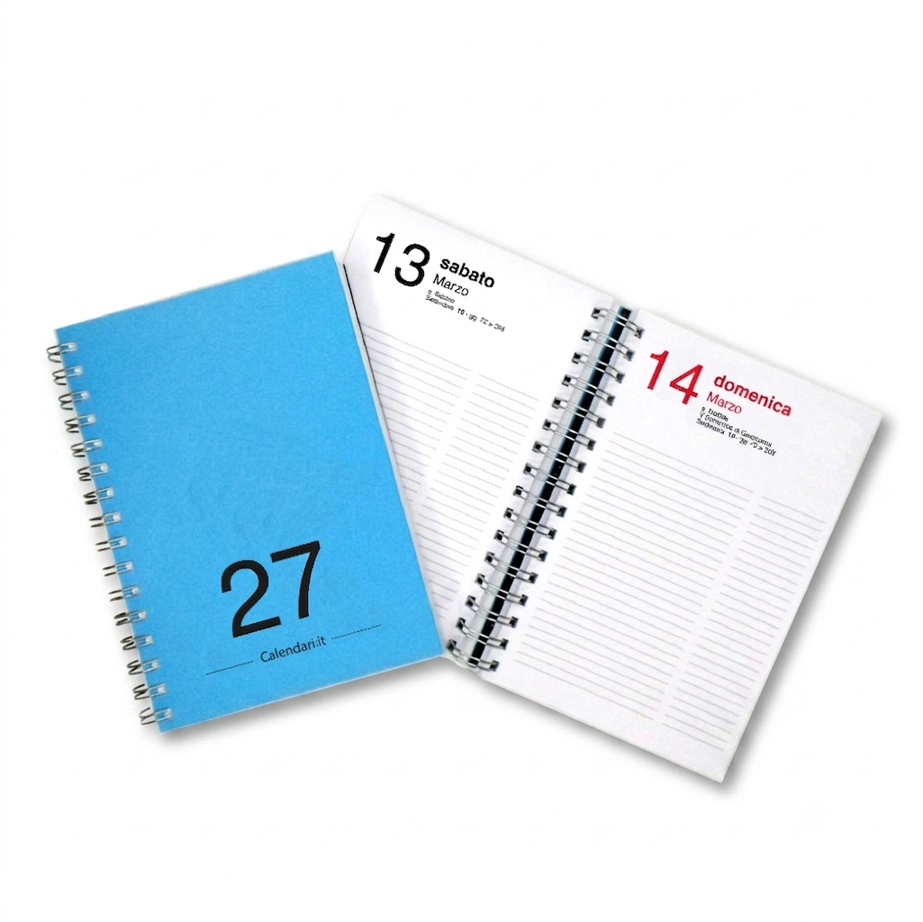Agenda 2027 Giornaliera 365 giorni verticale 15x21 cm 10 colori con spirale - immagine 2