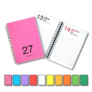 Agenda 2027 Giornaliera 365 giorni verticale 15x21 cm 10 colori con spirale