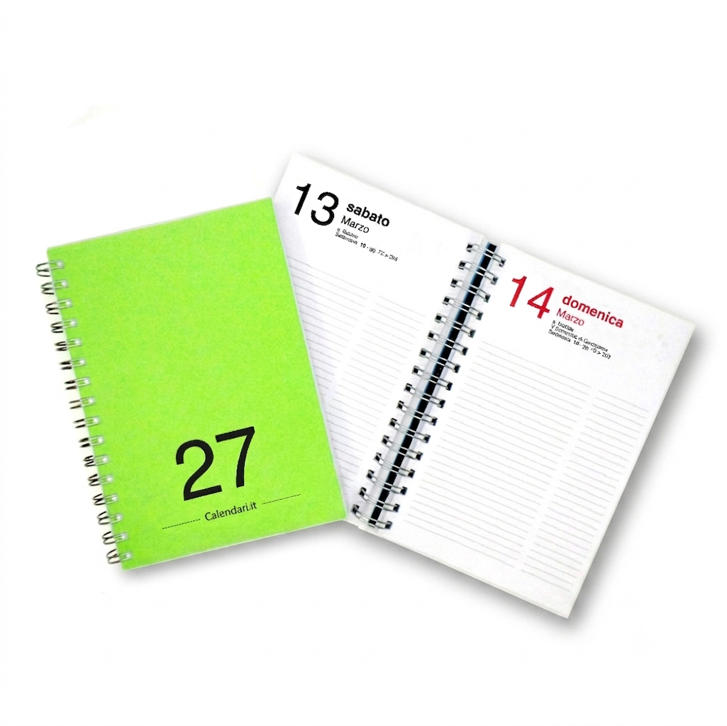 Agenda 2027 Giornaliera 365 giorni verticale 15x21 cm 10 colori con spirale - immagine 5