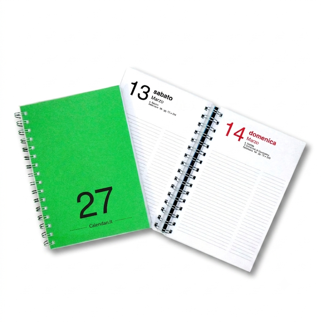 Agenda 2027 Giornaliera 365 giorni verticale 15x21 cm 10 colori con spirale - immagine 10
