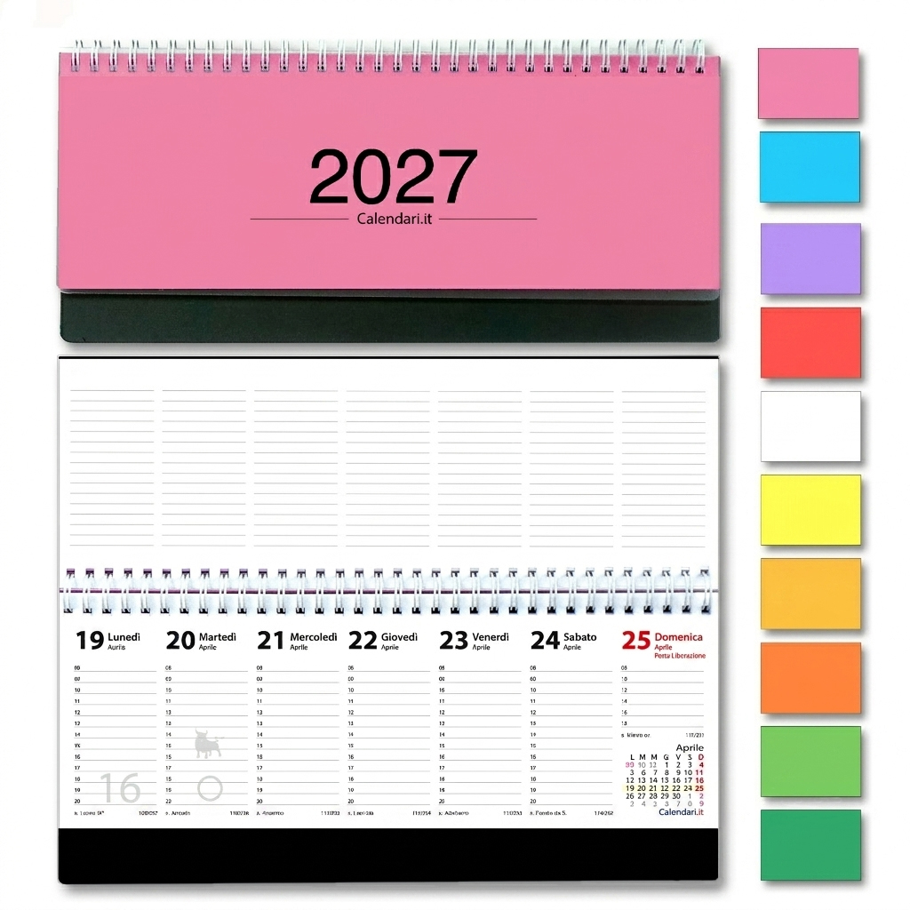 Agenda 2027 settimanale 10 colori planning da ufficio orizzontale con spirale