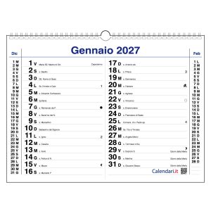 Calendario 2027 da muro orizzontale con più spazio per scrivere