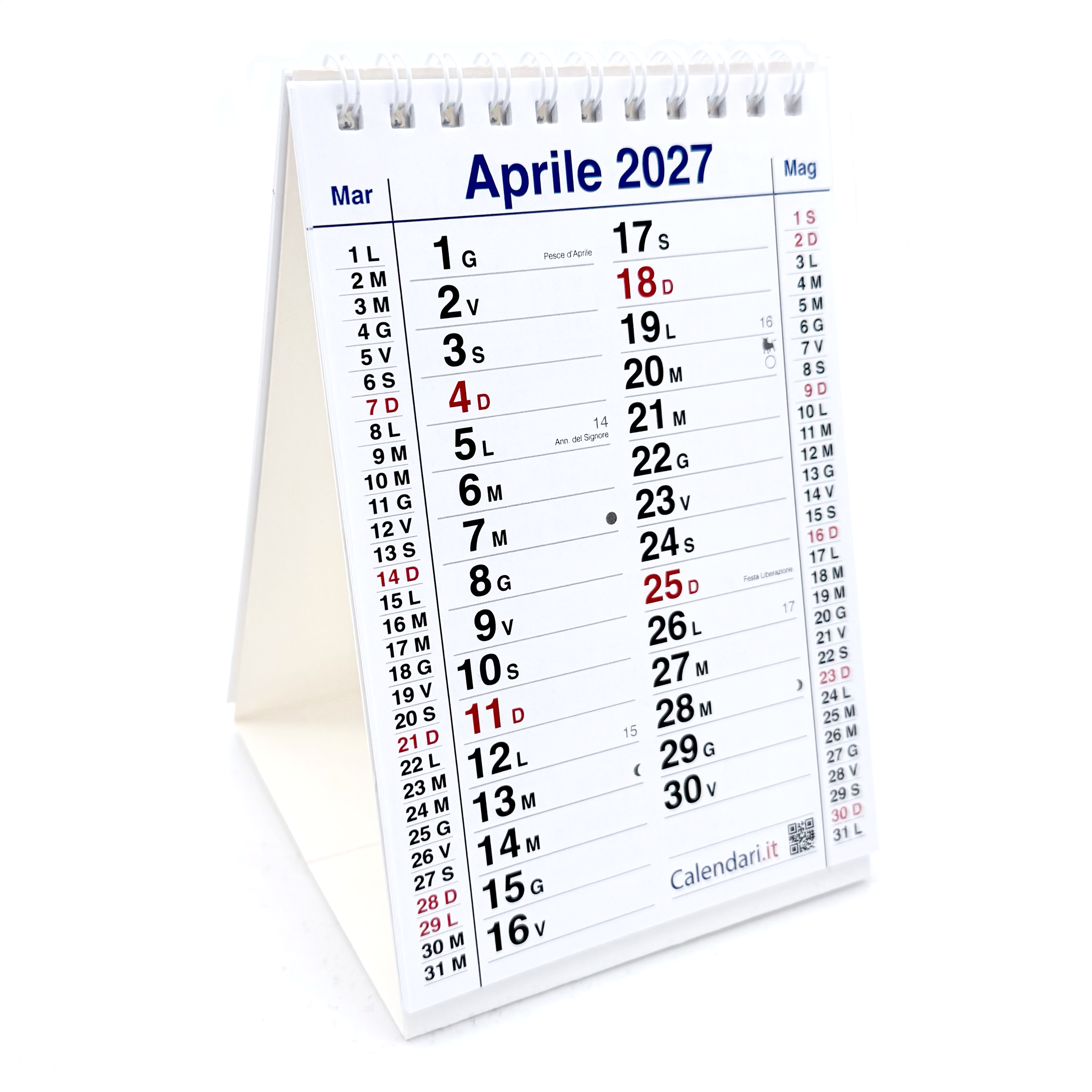 Calendario 2027 tavolo olandese a 3 mesi a piramide 10x15 cm