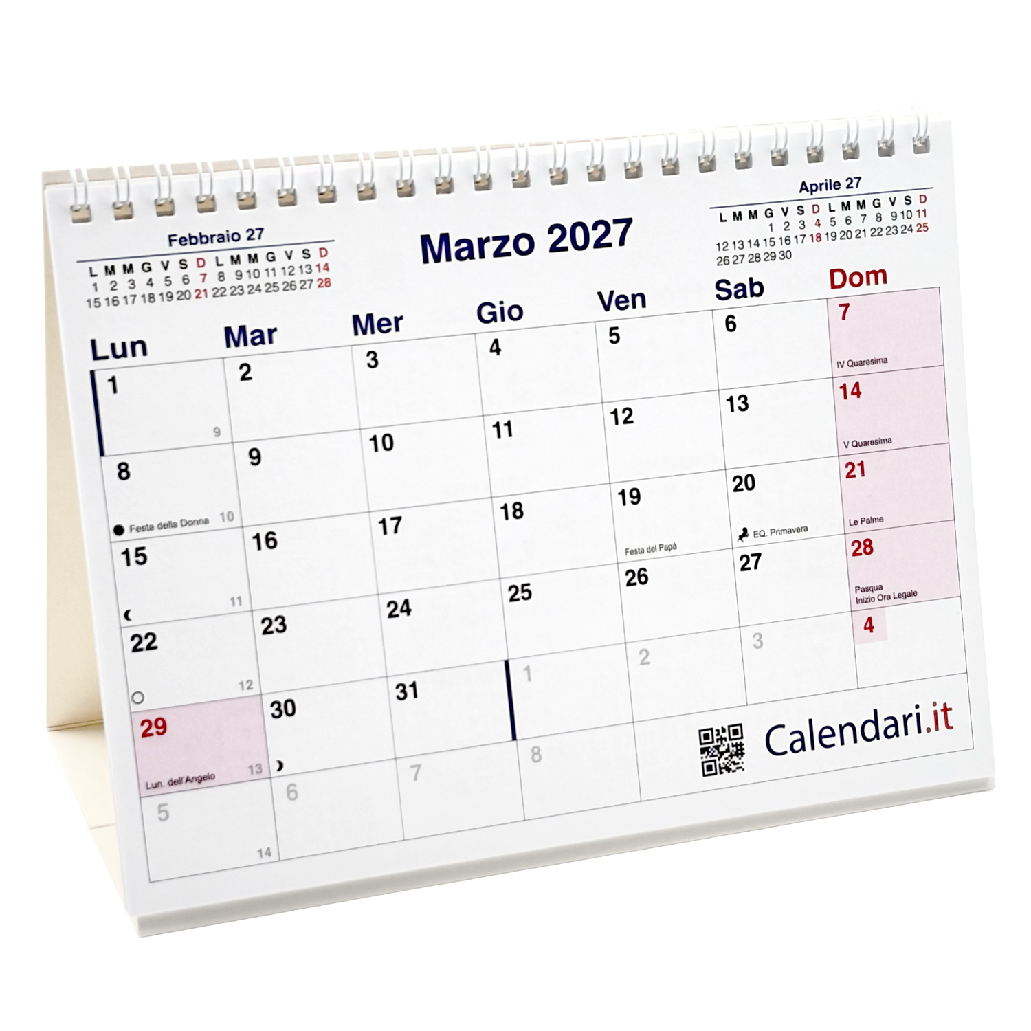 Calendario 2027 tavolo a caselle 20x15 cm